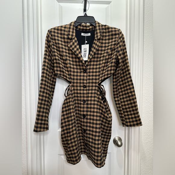 12th Tribe flannel blazer‎ dress with cutout sides. Size small. New with tags - Picture 3 of 8